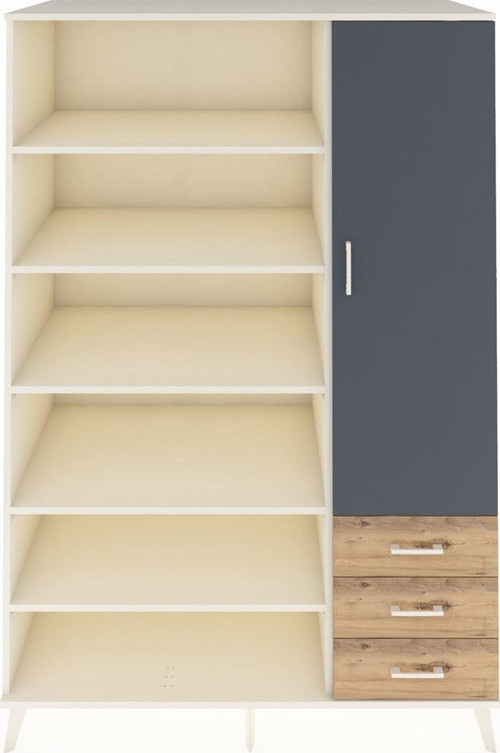 Kronos Dolap 9 Raflı 3 Çekmeceli Tek Kapaklı 132x59x195 Aytaşı-Antrasit/Çam