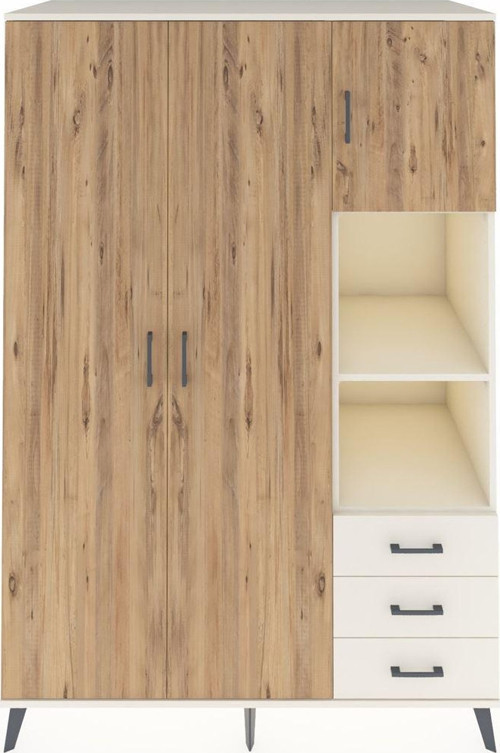 Kronos Dolap 5 Raflı 3 Çekmeceli 1 Askılı 132 x 59 x 195 cm Aytaşı - Çam - Aytaşı