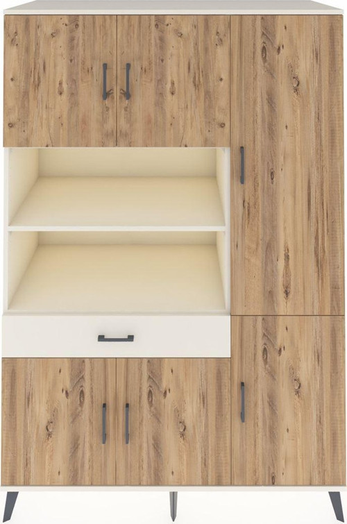 Kronos Dolap 10 Raflı Tek Çekmeceli 6 Kapaklı 132x59x195 Aytaşı-Çam/Aytaşı