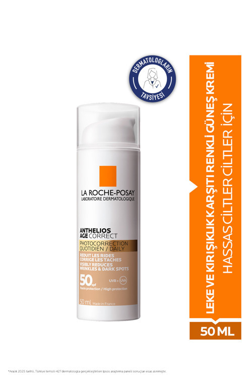 La Roche Posay Anthelios Age Correct Günlük Renkli SPF50+ Leke & Kırışıklık Karşıtı Güneş Koruyucu Yüz Kremi 50 ml