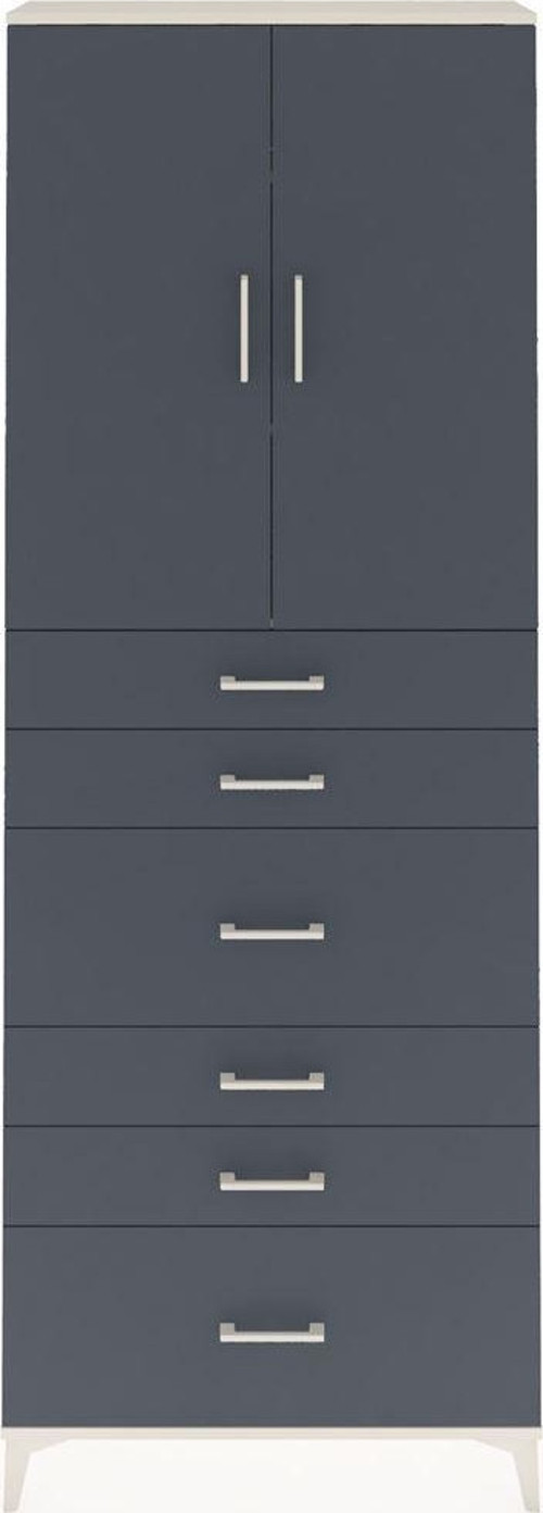 Arges Dolap 3 Raflı 6 Çekmeceli 2 Kapaklı 88 x 30 x 243 cm Aytaşı - Antrasit