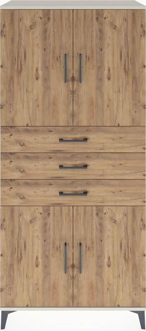 Hyperion Dolap 3 Raflı 3 Çekmeceli 4 Kapaklı 88 x 44 x 195 cm Aytaşı - Çam