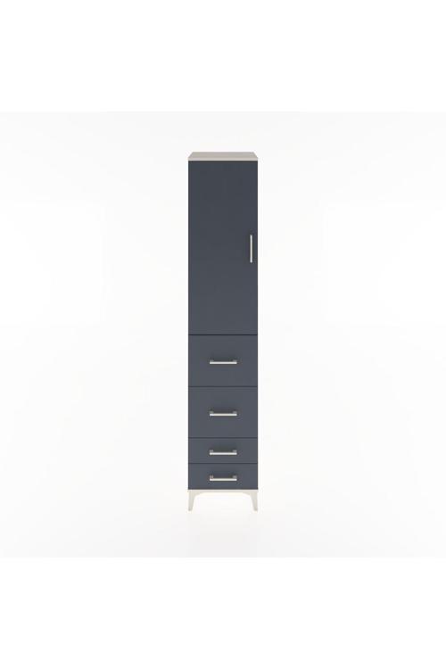 Hyperion Dolap 3 Raflı 4 Çekmeceli Tek Kapaklı 44x44x221 Aytaşı-Antrasit