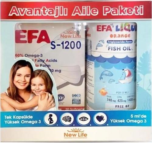 Efa S 1200 Mgr 30 Kapsül + Efa Liquid Orangre Portakal Balık Yağı 150 ml