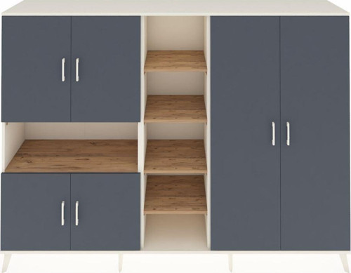Hyperion Dolap 13 Raflı 6 Kapaklı 220x44x163 Aytaşı-Antrasit/Çam