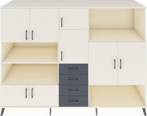 Kronos Dolap 10 Raflı 4 Çekmeceli 8 Kapaklı 220 x 59 x 163 cm Aytaşı - Aytaşı - Antrasit