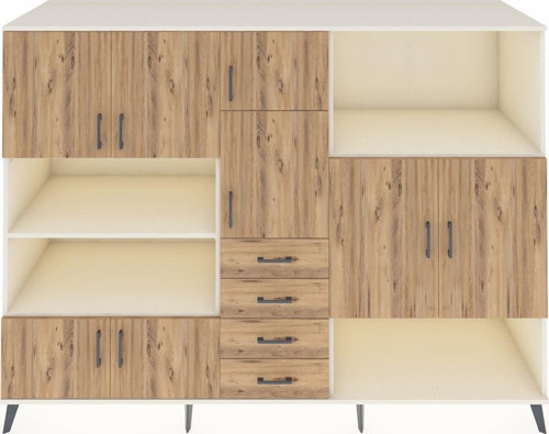 Kronos Dolap 10 Raflı 4 Çekmeceli 8 Kapaklı 220 x 59 x 163 cm Aytaşı - Çam
