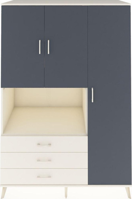 Kronos Dolap 7 Raflı 3 Çekmeceli 3 Kapaklı 132 x 59 x 195 cm Aytaşı - Antrasit - Aytaşı