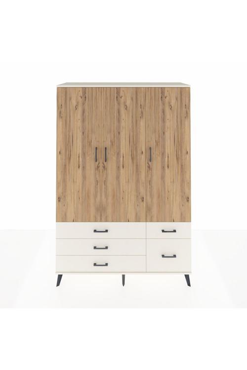 Hyperion Dolap 5 Raflı 5 Çekmeceli Tek Askılı 132x44x195 Aytaşı-Çam/Aytaşı