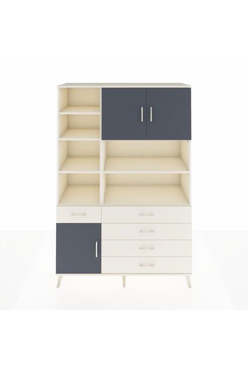 Hyperion Dolap 9 Raflı 5 Çekmeceli 3 Kapaklı 132x44x195 Aytaşı-Antrasit/Aytaşı