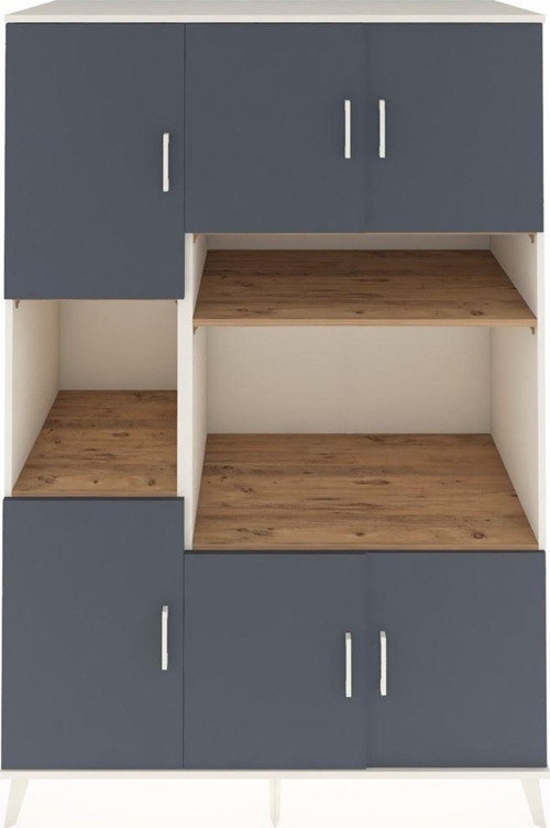 Kronos Dolap 9 Raflı 6 Kapaklı 132x59x195 Aytaşı-Antrasit/Çam