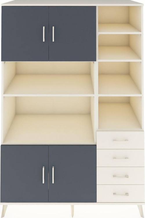 Kronos Dolap 9 Raflı 4 Çekmeceli 4 Kapaklı 132 x 59 x 195 cm Aytaşı - Antrasit - Aytaşı