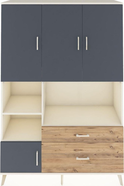 Hyperion Dolap 7 Raflı 2 Çekmeceli 5 Kapaklı 132 x 44 x 195 cm Aytaşı - Antrasit - Çam