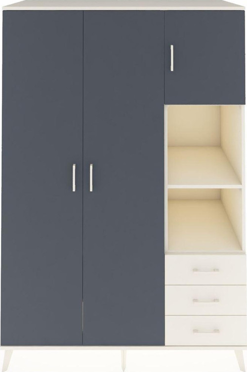 Kronos Dolap 5 Raflı 3 Çekmeceli 1 Askılı 132 x 59 x 195 cm Aytaşı - Antrasit - Aytaşı