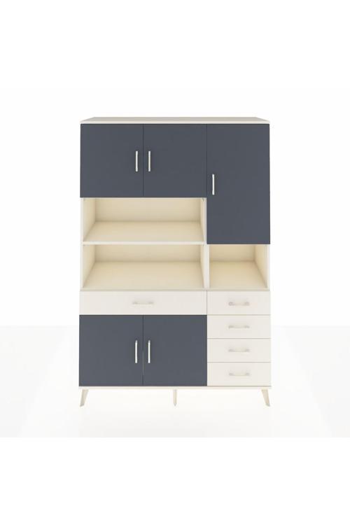 Hyperion Dolap 9 Raflı 5 Çekmeceli 5 Kapaklı 132x44x195 Aytaşı-Antrasit/Aytaşı