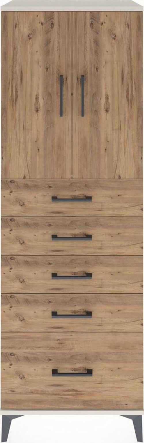 Hyperion Dolap Tek Raflı 5 Çekmeceli 2 Kapaklı 60x44x182 Aytaşı-Çam