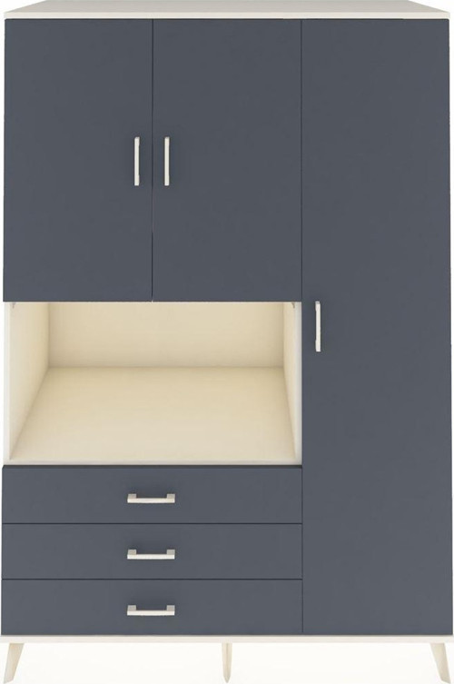 Kronos Dolap 7 Raflı 3 Çekmeceli 3 Kapaklı 132 x 59 x 195 cm Aytaşı - Antrasit - Antrasit