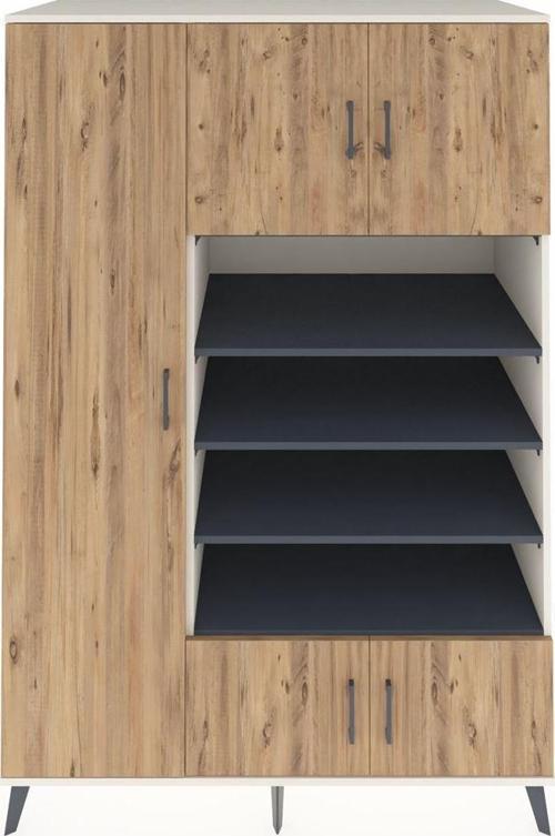 Kronos Dolap 10 Raflı 5 Kapaklı 132 x 59 x 195 cm Aytaşı - Çam - Antrasit