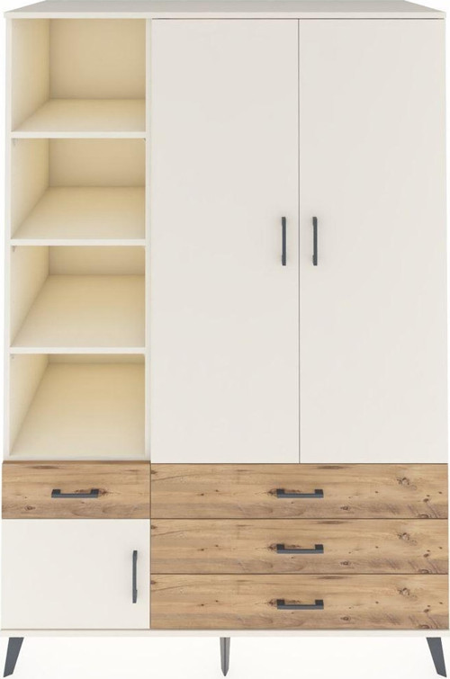 Kronos Dolap 5 Raflı 4 Çekmeceli Tek Askılı 132x59x195 Aytaşı-Aytaşı/Çam