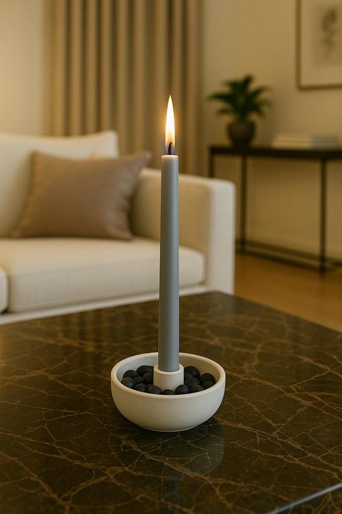 Lüks Tekli Büyük Şamdanlık – Minimalist Geniş Mumluk