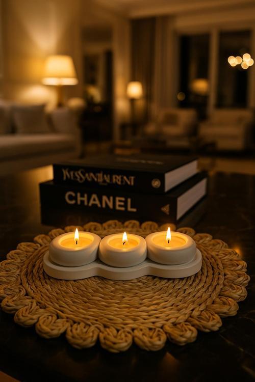 3’lü El Yapımı Tealight Mumluk ve Alt Sunumluk | Dekoratif Tealight Seti