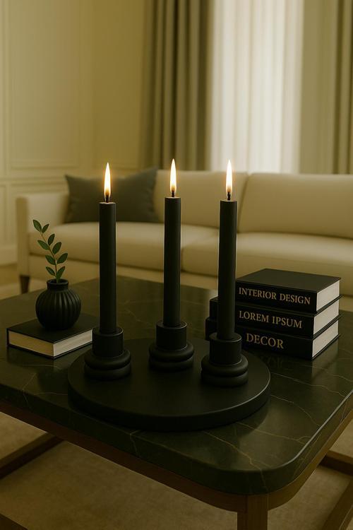 3’lü Şamdanlık Seti – Şık ve Minimal Dekoratif Şamdanlık