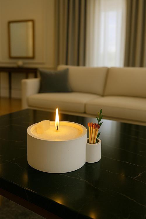 Dev Boy Okyanus Kokulu Bardak Tasarım Mum – Kibrit Dekorlu Hediyelik & Dekoratif