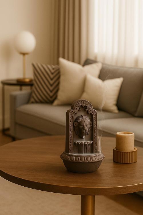 Aslan Figürlü El Yapımı Taş Tütünlük | Şelale Etkili Buhurdanlık