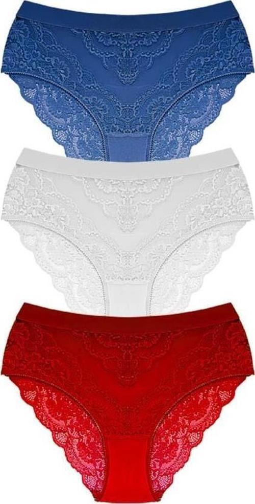 Dantelli Arkası Transparan Büyük Beden Bikini Külot 3'lü Paket-2