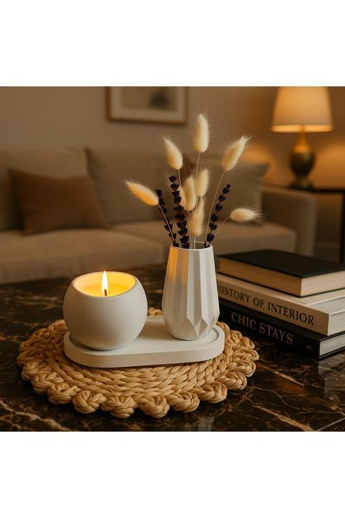 Okyanus Kokulu Mum ve Vazo Dekor Seti