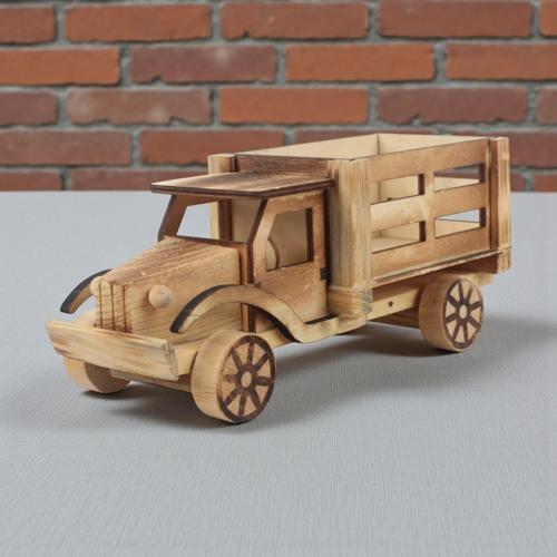 El Yapımı Doğal Ahşap Oyuncak Kamyon İnşaat İş Makinesi Maket Model Çocuklara Özel Gün Hediyesi