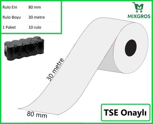 80x30 Metre Termal Yazarkasa ve Adisyon Rulosu 10 Adet