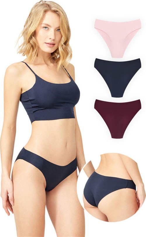 Basic İz Yapmayan Lazer Kesim Kadın Bikini Külot 3'lü Paket - 5