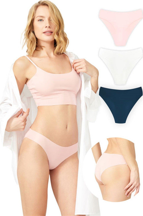 Klasik Basic Lazer Kesim Bikini Külot 3'lü Paket