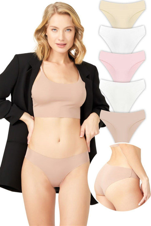 Basic İz Yapmayan Lazer Kesim Kadın Bikini Külot 5'li Paket