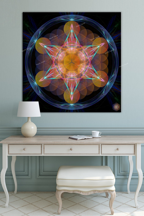 Yaşam Çiçeği Kutsal Geometri Sri Yantra Kanvas Tablo