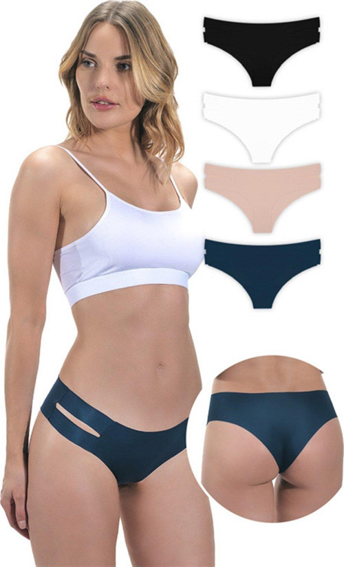 Basic Lazer Kesim Kadın Hipster Külot 4'lü Paket