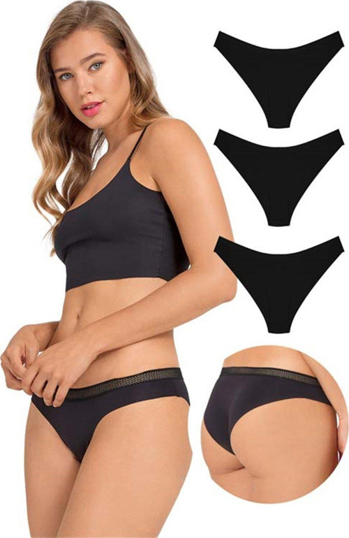 File Lastikli Lazer Kesim Bikini Külot 3'lü Paket - 5
