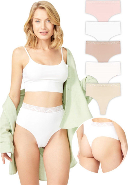 Basic Yüksek Bel Lazer Kesim Tanga Külot 5'li Paket - 2