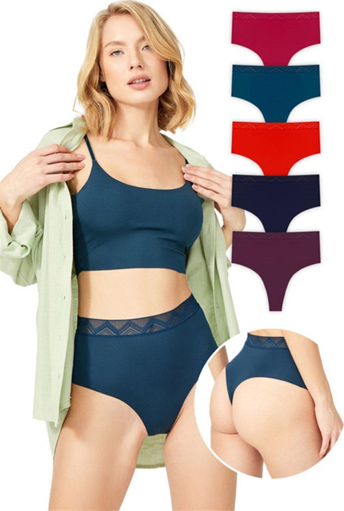 Basic Yüksek Bel Lazer Kesim Tanga Külot 5'li Paket