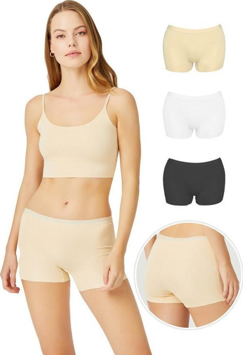 Basic Lazer Kesim Dikişsiz Kadın Boxer Külot 3'lü Paket