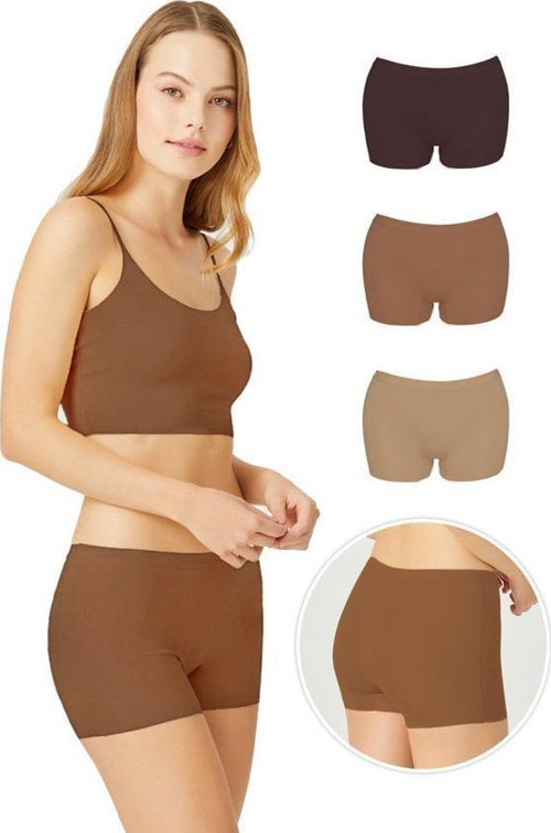 Basic Lazer Kesim Dikişsiz Kadın Boxer Külot 3'lü Paket - 2