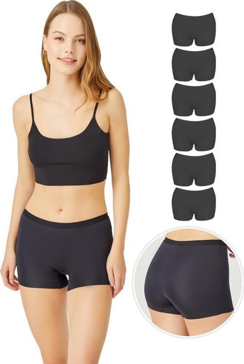 Basic Lazer Kesim Dikişsiz Kadın Boxer Külot 6'lı Paket