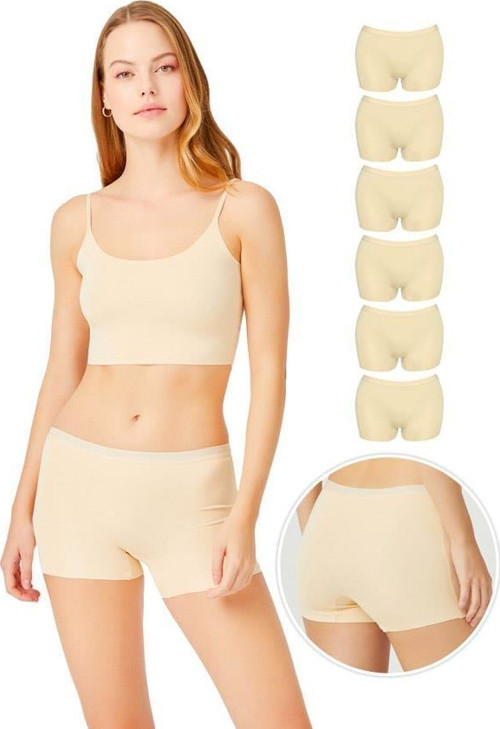 Basic Lazer Kesim Dikişsiz Kadın Boxer Külot 6'lı Paket-2