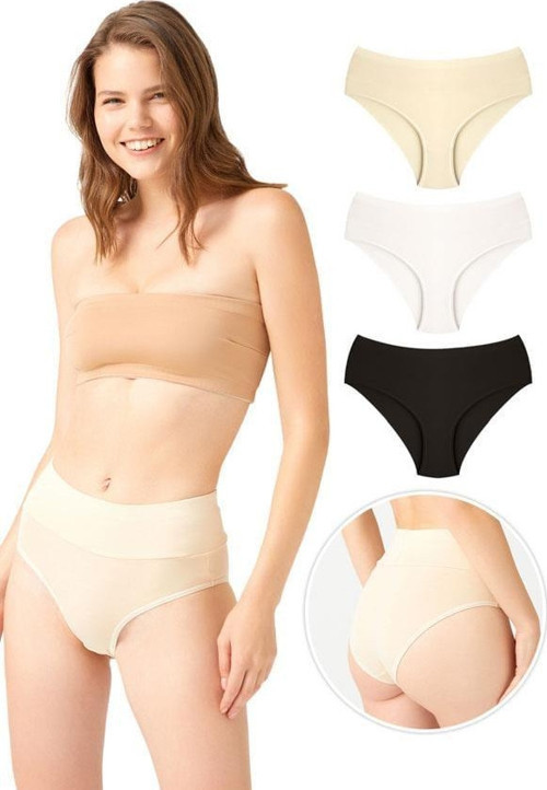 Pamuklu Yüksek Bel Toparlayıcı Kadın Bikini Külot 3'lü Paket