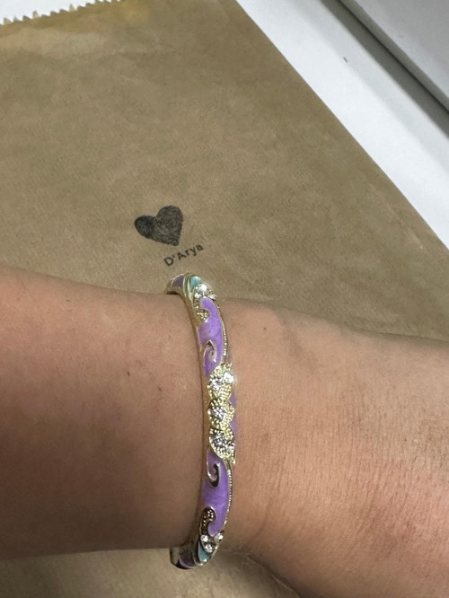 Dd498 Vintage Mor Taşlı Gold Mineli Kelepçe Bileklik