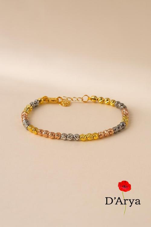 Dd485 Üç Renk Top Gold Gümüş Rose Detaylı Bileklik El Yapımı