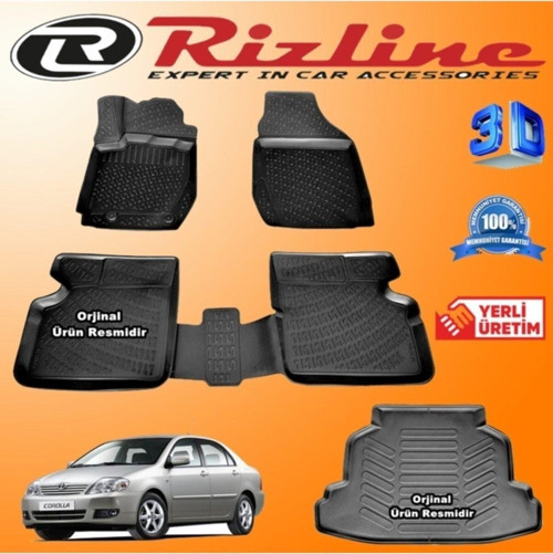 Toyota Corolla 3d Paspas + 3d Bagaj Havuzu Sedan 2002-2007 Arası Siyah Set