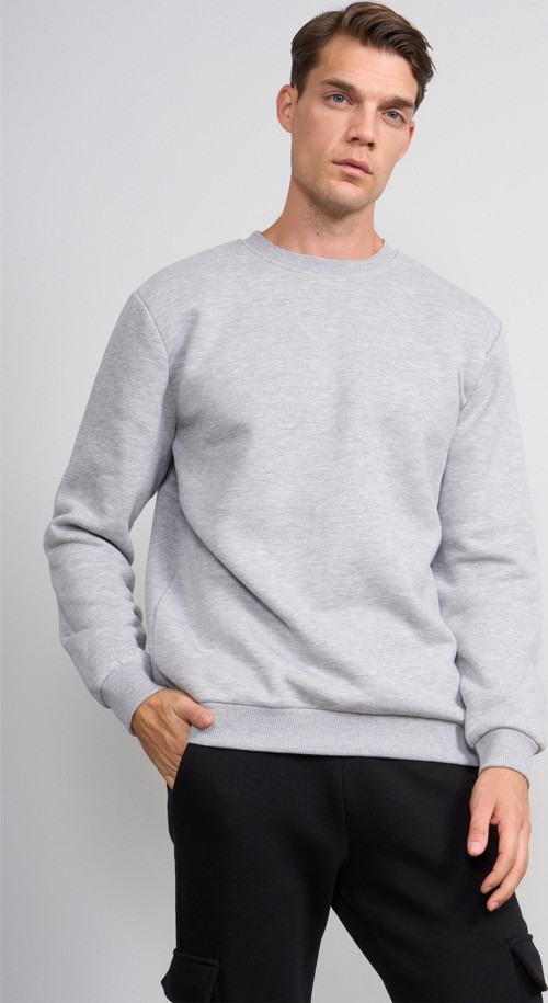 Çetinkaya Mentality 3036 3 İp Bisiklet Yaka Grimelanj Sweatshirt