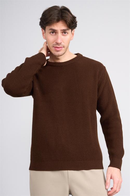 Çetinkaya Mentality 5293 Bisiklet Yaka 2/35 Akrilik Triko Kahve